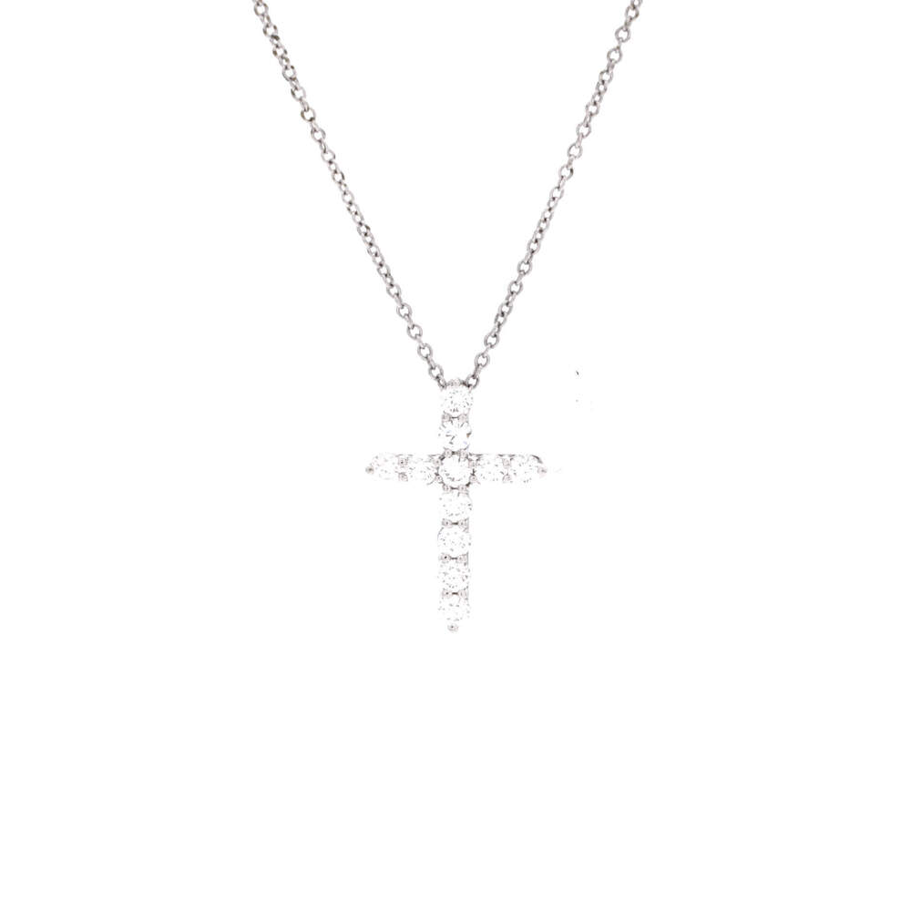 Tiffany & Co. Small Cross Pendant Necklace Platinum and Diamonds